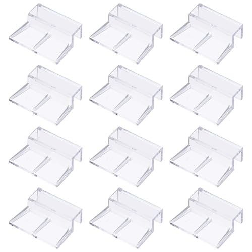 12 Pcs Aquarium Lid Clips, 12 mm Acrylic Aquarium Cover Bracket Fish Tank Lid Older Fish Tank Clip Transparent Durable Easy to Clean, Intended for Rimless Aquariums Top Cover - size: 12 mm