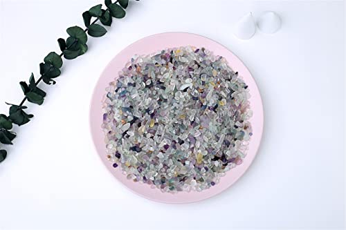 MAIBAOTA Natural Multicolor Fluorite Crystal Quartz Rocks Chips Vase Filler Rocks for Succulent Plant Small Fish Tank Aquarium Gravel Decorative Pebbles Stones(200 gram) - color: Multicolor-fluorite, size: 0.45 Pound