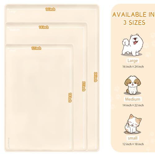 MateeyLife Silicone Cat & Dog Food Mat for Floors Waterproof, Anti-Slip Dog Bowl Mats for Food and Water, Pet Feeding Mats with Lip to Prevent Spills, Pet Placemat for Messy Drinkers to Protect Floors - color: Beige, size: 18''×12''