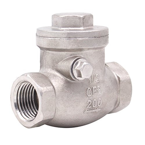 1/2 Inch Swing Check Valve - WOG 200 PSI Stainless Steel SS304 CF8M NPT - size: 0.5 Inch, style: Swing
