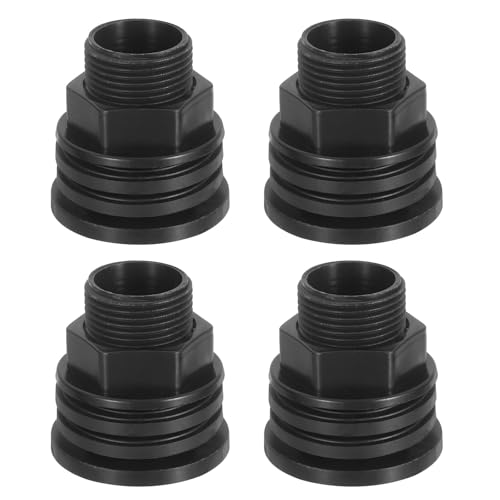 uxcell 4Pcs Bulkhead Fittings, 3/4" GHT x 1/2" Female Plastic Bulkhead Water Tank Connector for Garden Hose Adapter Water Tank Aquariums Pools, Black