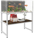 Mondazie 30 Gallon Rimless Fish Tank Stand with Shelf for Storage, 2 Tiers Metal Aquarium Stand, Breeder Tank Turtle Reptile Terrariums Stand Rack for Home Office, 30" L x 12" W x 20.5" H, White