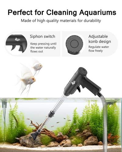 AQQA Aquarium Gravel Cleaner, 4-in-1 Upgrade Suction Power Manual Fish Tank Gravel Vacuum Cleaner Tools for Aquarium Water Changer with Water Flow Adjustment Use for Fish Tank Cleaning Gravel Sand - size: 4-in-1 Aquarium Gravel Cleaner