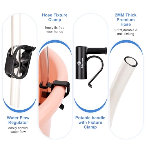 fishkeeper Quick Aquarium Siphon Pump Gravel Cleaner - 256GPH / 80GPH Adjustable Powerful Fish Tank Vacuum Gravel Cleaning Kit for Aquarium Water Changer, Sand Cleaner, Dirt Removal