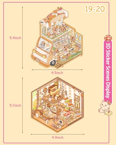 3D Sticker Scene Book for Adults, 20pcs DIY House Stickers Therapy Stress Relief DIY Craft with 2 Tweezers, Creative Funny Gift for Christmas - color: B1-box-20sets
