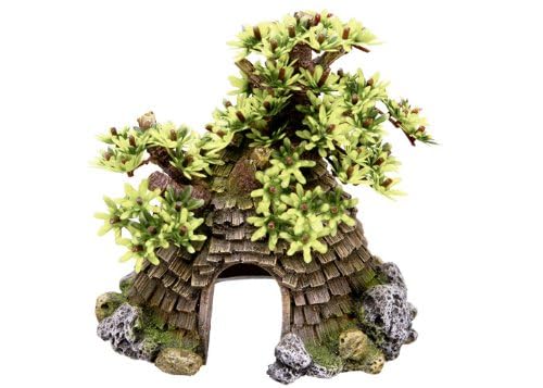 Nobby Cottage with Plants Aquarium Ornaments, 15 x 14 x 8 cm