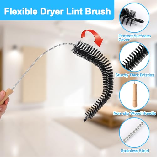XANGNIER Dryer Vent Cleaner Brush,Flexible Clothes Dryer Lint Brush,Dryer Lint Trap Cleaning Tool,Laundry Room Essentials Lint Remover Accessories,Refrigerator Coil Brush,Household Cleaning Supplies - color: Black