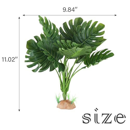 IBWell Reptile Plants - Tortoise Habitat Accessories, Artificial Spider Plant for Gecko, Ball Python, Terrarium Decor - Monstera