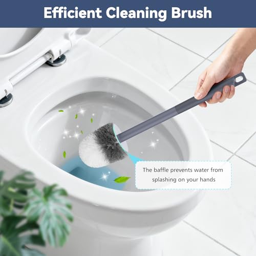 Toilet Bowl Brush and Holder, 3 Pack Compact Toilet Brush Set with Nylon Bristles Toilet Brush Hidden Scrubber Brushes for Bathroom Cleaning—Blue - color: Grey Blue-3p