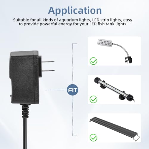 DaToo Aquarium Light LED Power Adapter AC 100-240V DC 12V 1A Replacement Power Adapter Fish Tank Light Power Supply Converter with Indicator Light - size: 12V 1A