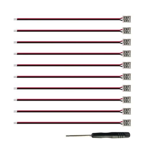 2-Pin Solderless Power Connector for 10mm LED Strip Lights, with Pre-Installed 6'' 20AWG Wire and 3M VHB Adhesive, 10mm LED Tape Light Connector, for Quick, Secure Connection (Pack of 10) - style: Power Connector