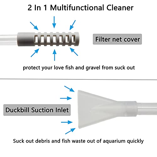AREPK 10 Gallon Fish Tank cleaner and Aquarium Water Changer Siphon with a Thinner Tubing. Perfect for Cleaning Small Tanks, Gravel Vacuum for Aquarium Kit