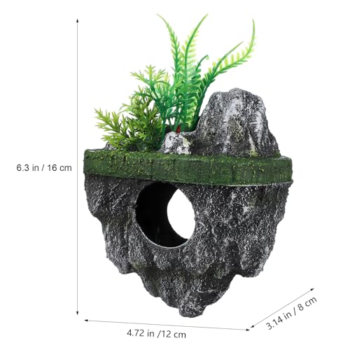 TOYANDONA Floating Aquarium Decoration Realistic Rock Hideaway Fish Tank Ornament Landscape Shelter for Betta Guppies Shrimp 6.29X4.72X3.14 Inch