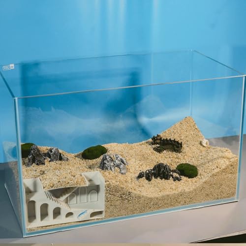 Aquarium Undergravel Fish Tunnel Hide Cave Corner Castle Tank Decorations Under Gravel Viewing Tunnel Fish & Shrimp Cave for Aquarium Hideout(White,Style A) - color: White, style: Style A