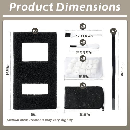 A1376 Aquarium Filter Media Kit Compatible with Fluval Betta Flex Spec Evo Series Desktop Aquarium Filters Foam with Ceramic Rings Brushes and Cords Replacement Set, 2 Set