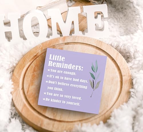 SRADMO Inspirational Little Reminders Wood Box Sign Desk Decor, Inspirational Desk Decor, College Motivational Positive Affirmation Gifts Box Sign For Office Home Dorm Tabletop Decoration(Purple) - color: purple, size: 5″×5″
