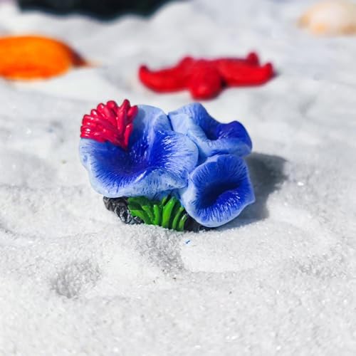 6 Pcs Mini Fish Tank Landscaping, 1.2''Lx0.9''Wx0.7''H Aquarium Decorations, Aquatic Grass Starfish Fish Shrimp Set Package, Micro Landscape