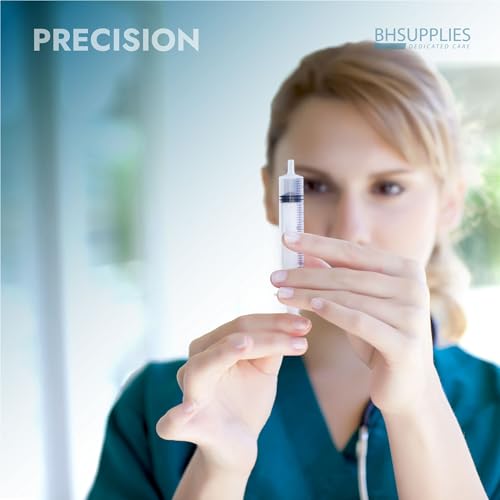 BH Supplies 20ml Luer Slip Tip Syringes (No Needle) - Sterile, Individually Wrapped - 50 Syringes