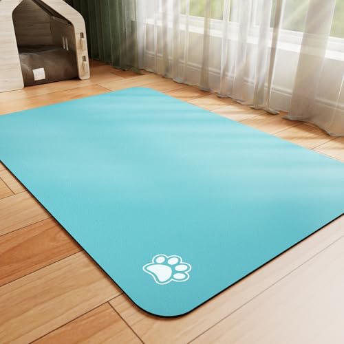 HotLive Dog Food Mat - Absorbent Cat Mat for Food and Water, No Stains Pet Feeding Bowl Mat, Easy to Clean Pet Placemats, Quick Dry Dog Water Dispenser Mat for Messy Drinkers | Paw Teal 12"x 19" - color: Paw Teal, size: 12"x19"