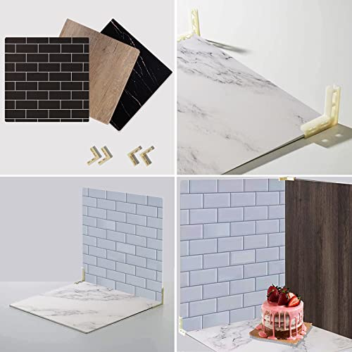 Large 24x24in Photo Backdrop Board: 3PCS 6Patterns Product Photography Backdrops for Food Jewelry, Background Table Top Small Shooting Kit (XL Size 24x24in) - color: Black White Brown