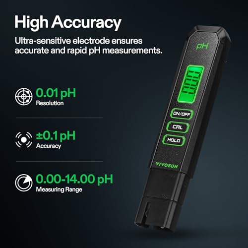 VIVOSUN Digital pH and TDS Meter Kit, 0.01pH High Accuracy Pen, 0-14.0 pH Range, ± 2% Readout 3-in-1 TDS EC Temperature Meter for Hydroponics, Pool and Aquarium, Black White, UL Certified - color: Black+White