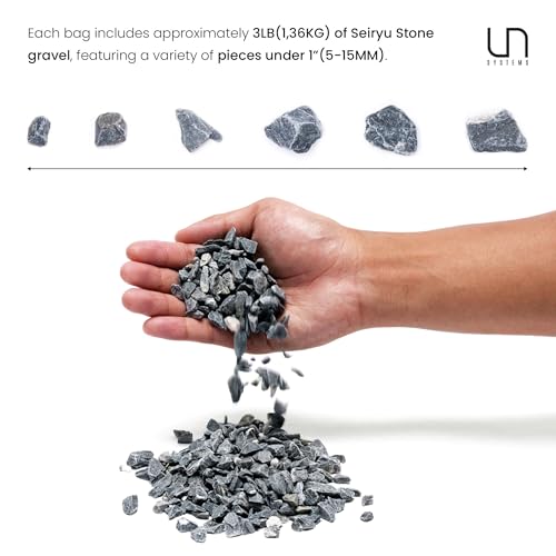 UNS Accent Stone - Aquascaping Hardscape for Freshwater Aquarium Aquascape - Shrimp, Turtle, Betta Fish Tank Decoration - Blue Gray Substrate Gravel for Terrariums - Seiyru Mountain Gravel, 3 lb - size: Gravel - 3LB
