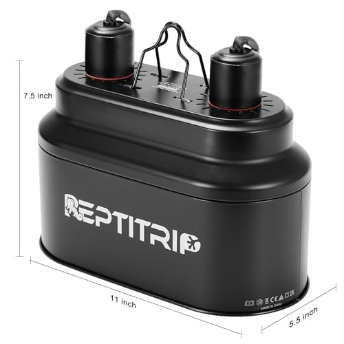 REPTITRIP Dual Reptile Lamp Fixture with 100W Daytime Heat & 100W Nighttime Infrared Heat Bulbs, 2 Independent Switches, Reptile Heat Lamp Combo Pack - No UVB - size: ST2