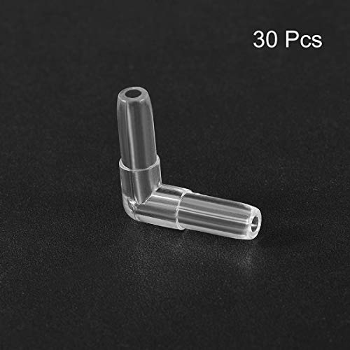 uxcell Aquarium Air Valve Connector Plastic Inline Tubing L-Shaped Valves for 4mm Fish Tank Pond Air Line 30pcs