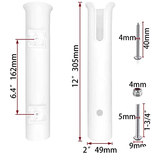 ISURE MARINE Fishing Rod Holder Bracket Wall Mounted Boat Side Mount Tool Holder Tube Links with Screws 2/3/4/6 Pole Tube (White/Black) - color: 6-Pole White