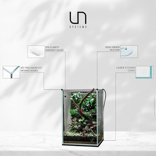Ultum Nature Systems Ultra Clear Rimless Aquarium - Low Iron Glass Fish Tank with 45° Mitered Edges, 5mm-12mm Thick, Leveling Mat Included (16T, Tall, 1.6 Gallon) - size: [16T] - 1.6 Gal - 6.29 x 6.29 x 9.44 in