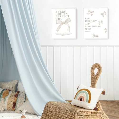 LARTSFRO Coquette Beige Bow Christian Wall Art Decor Posters, Beige Bow Christian Room Bedroom Bathroom Dorm Wall Art Decor Aesthetic for Women College Teen Girls Gifts, Inspirational Bible Verses Bow Wall Decor, 10x8 Inch Set of 4 Pcs Bow Pictures (UNFRA