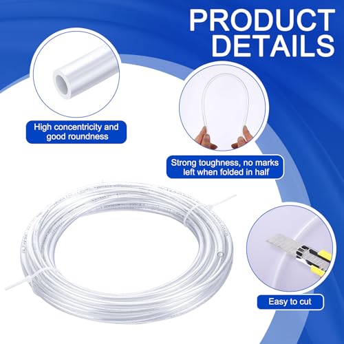 1/4 Inch OD 0.16 Inch ID 50 ft Aquarium Tubing Air Line PU Air Compressor Clear Tube Hose Line Hose for Brake Water Fluid Transfer Suspension