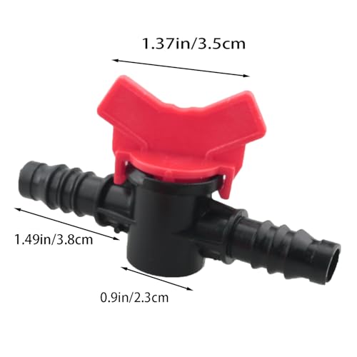 4PCS Plastic Barbed Ball Valve 1/4 in Built In Ball Valve Switch Hose Barb Connector For Drip Irrigation Aquariums Controlling Water Flow in Plant Growing Containers Black