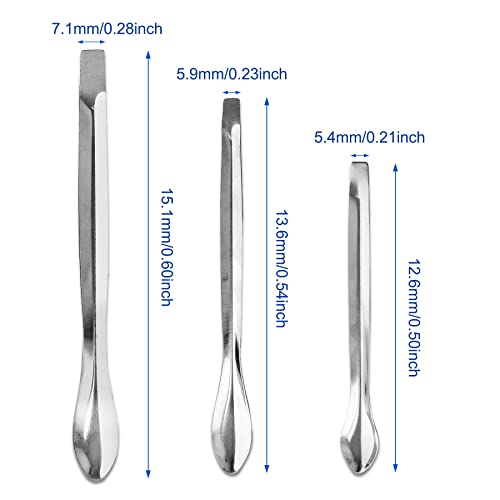Piutouyar 15 Pcs 3 in 1 Lab Spoon Micro Lab Spatula Stainless Steel Lab Scoop for Reagent Sampling, Mixing, Measuring 105/125/140mm for a Set - size: 3 in 1 Lab Spoon