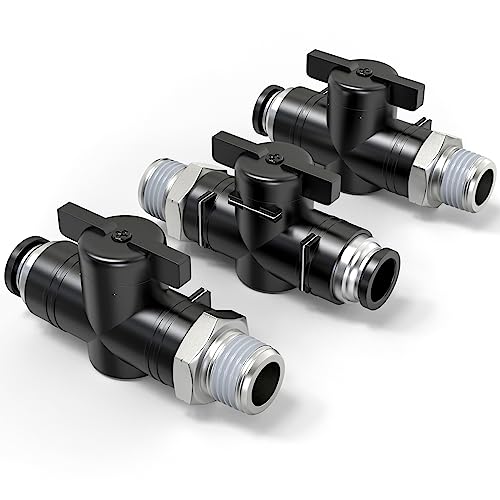 TAILONZ PNEUMATIC 1/4 Inch Tube OD x 1/4 Inch NPT Thread Ball Valve Air Flow Control Valve Push to Connect Fitting BVC-1/4-N2（Pack of 3） - size: 1/4"OD x 1/4"NPT/3PCS