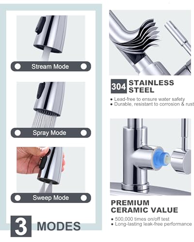 Kitchen Faucet and Water Filter Faucet Combo, WOWOW Stainless Steel Kitchen Sink Faucet with Drinking Water Faucet for Reverse Osmosis or Water Filtration System, Chrome - color: Chrome, style: Kitchen Faucet & Filter Faucet