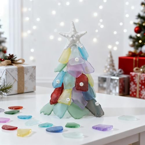 SUREAM Colorful Bulk Sea Glass, 13oz Sea Glass Christmas Tree Kit, Glass Stones for Beach Wedding Party Home Aquarium Decor and DIY Art Craft Supplies - color: Colorful