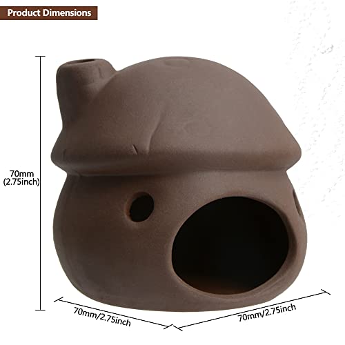 Aquarium Decor Ceramic Mushroom House Ornament Fish Tank Landscape Decoration Pottery Hide Cave Habitat Hut Small Shrimp for Goldfishes to Rest Breed Hiding (Brown) - color: Brown