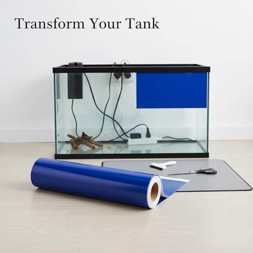 Self-Adhesive Aquarium Background Sticker, Opaque Blue PVC Backdrop for Fish Tank Glass - size: 39.37 x 11.81 x 0.04 in