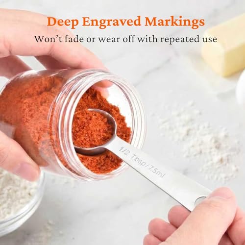 9PCS Measuring Spoons Set Stainless 1 tbsp, 1/2 tbsp, and 1-1/16tsp Steel Measuring Spoons for Cooking Baking Spice Jars and Liquid Ingredients - size: 9 Pcs