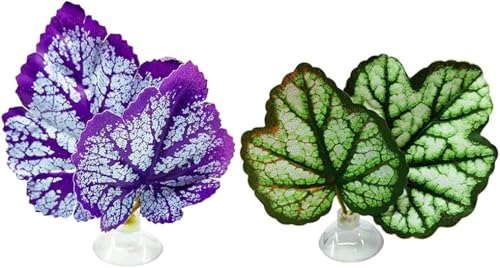 2PCS Betta Fish Leaf Pad with Suction Cup Hammock Simulating Habitat Realistic Resting Fish Rest Bed Aquariums Decor Hammock Simulating Habitat, Purple