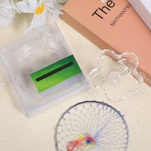 Aquarium Shrimp Fish Feeding Dish, Small Fish Feeder Dishes Clear Feeder Dish Betta Fishes Accessories Food Tray Container with Suction Cup Shrimp Tank Accessories (Sakura Shaped)