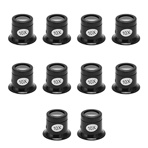 10PCS 10X Watchmaker Loupe, Portable Monocular Watch Loupe Magnifier Magnifying Glass Eye Loops Magnifier, Jewelers Repair