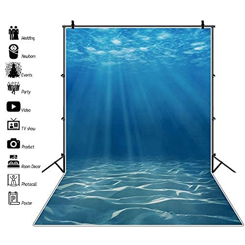 4x5ft Deep Underwater World Photography Backdrop Crystal Blue Seawater Under The Sea World Backdrop Sunlight Ocean Marine Theme Birthday Baby Shower Party Banner Aquarium Background - size: 4x5FT