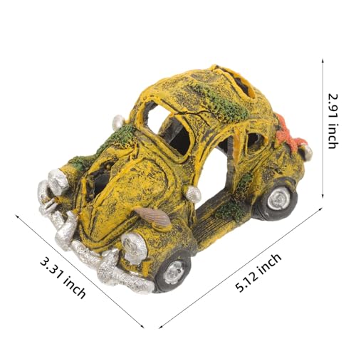 Resin Car Wreck Aquarium Decor, Fish Tank Hideout House, Small & Medium Fish Ornament for Garden & Aquariums