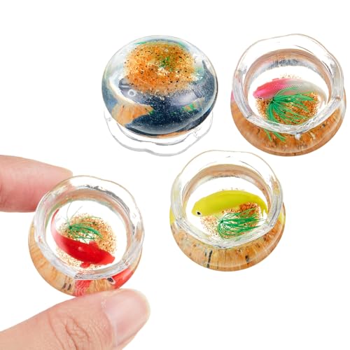 4 Pcs Miniature Dollhouse Accessories, 1: 12 Scale Mini Resin Fish Tank for Garden Scene Decor, Miniature Things for DIY Decorations