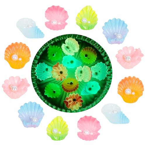 MIUPOO Glow Pearl Shell,Betta Stones,Glow in The Dark Crystal,Bonsai Decor,Chips Stone Small Decorative,Fish Tank Decor,6 Colors,12 Pieces. - color: 12 Pearl Shell