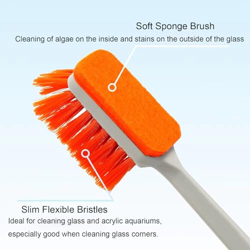 Small Fish Tank Cleaner - Algae Scraper for Glass Aquariums - Aquarium Brush & Scrubber Tool Adapted for Cleaning Glass and Acrylic Aquariums. - size: 11.8 Inch