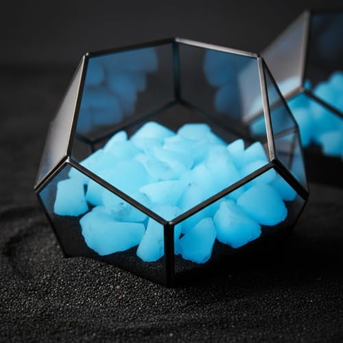 Shiny Stone Glow in The Dark Aquarium Neon Gravel Sand, Decorative Rocks for Fish Tank and Fairy Garden, Home Dec,305g/0.67lbs (15-22mm, Sky Blue) - color: Sky Blue, size: 15-22mm