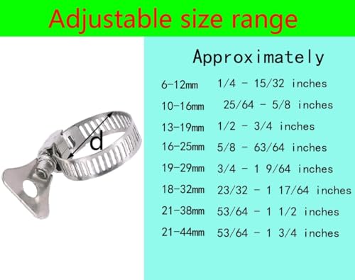 10-Pack 304 Stainless Steel Hose Clamps with Adjustable Thumb Screw, Key-Type Design, 8mm Bandwidth, Ideal for Plumbing, Automotive, and Machinery Applications (Size:6-12mm(1/4"-1/2") - size: Size:6-12mm(0.236"-0.472")